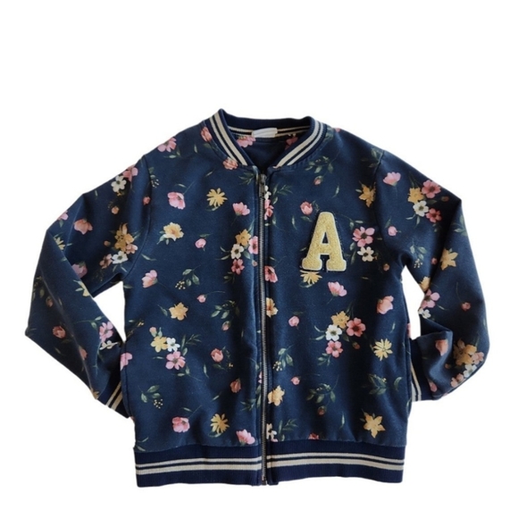 Zara Girls Floral Fleece Cozy Monogrammed Zip Bomber Style Jacket 7 - Picture 8 of 8